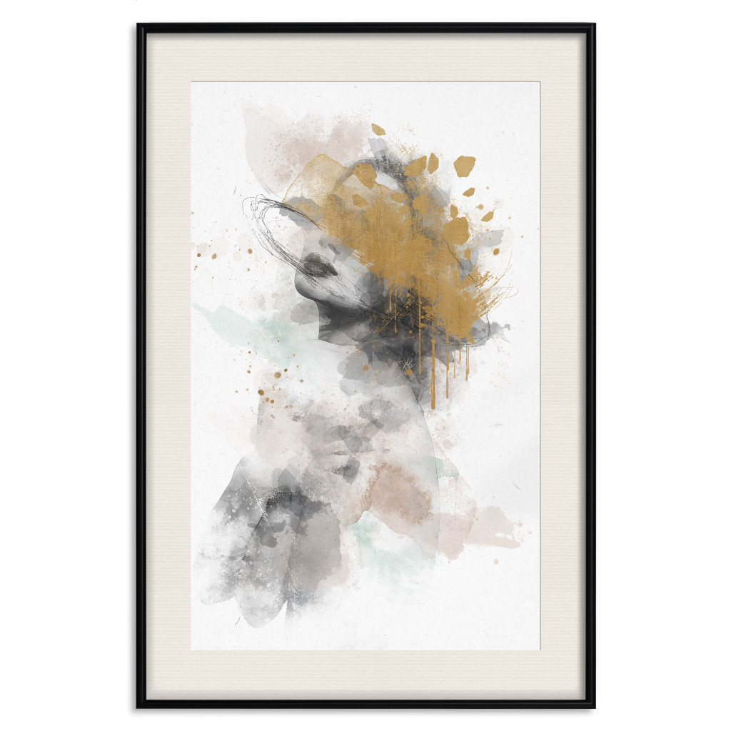 Posters: Gilded Sigh - Watercolor Female Act Intertwined With Gold