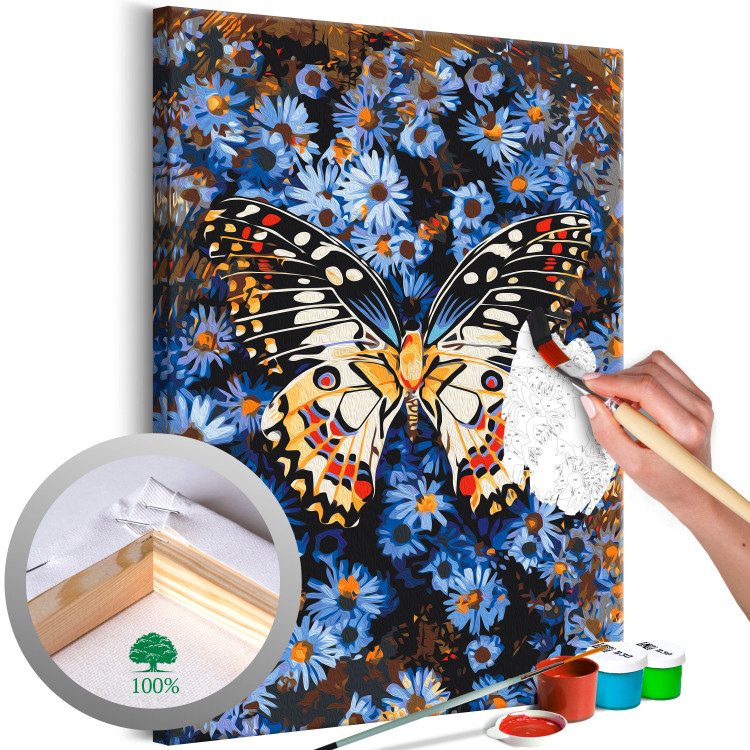 Paint by number Blue Dream - Large Colorful Butterfly on a Floral Background 146545