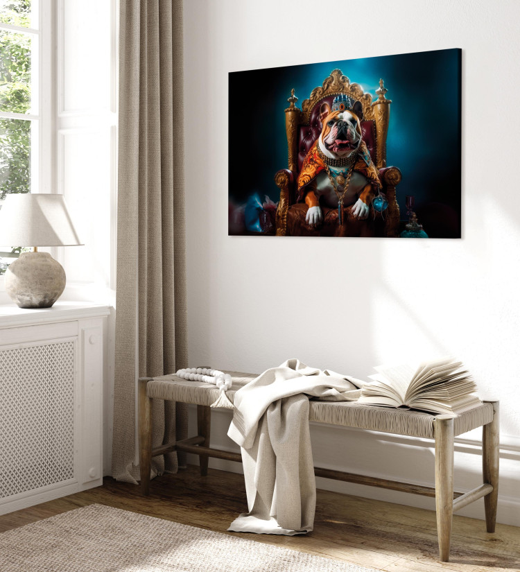 Målning AI Dog English Bulldog - Animal in the Role of King on the Throne - Horizontal 150245 additionalImage 10