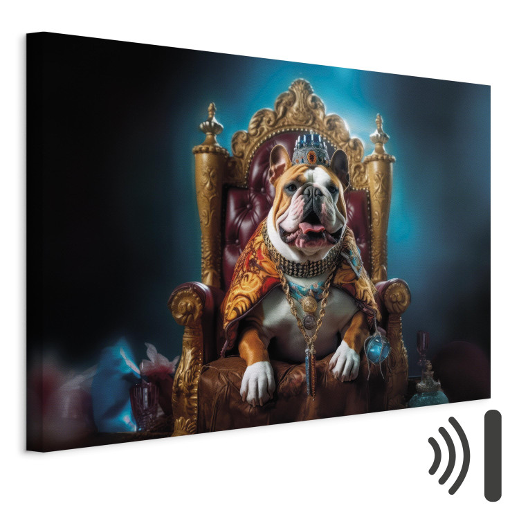 Målning AI Dog English Bulldog - Animal in the Role of King on the Throne - Horizontal 150245 additionalImage 8