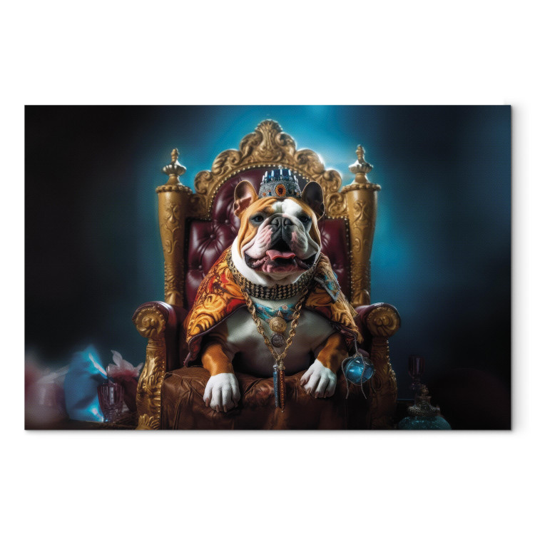Målning AI Dog English Bulldog - Animal in the Role of King on the Throne - Horizontal 150245 additionalImage 7