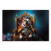 Målning AI Dog English Bulldog - Animal in the Role of King on the Throne - Horizontal 150245