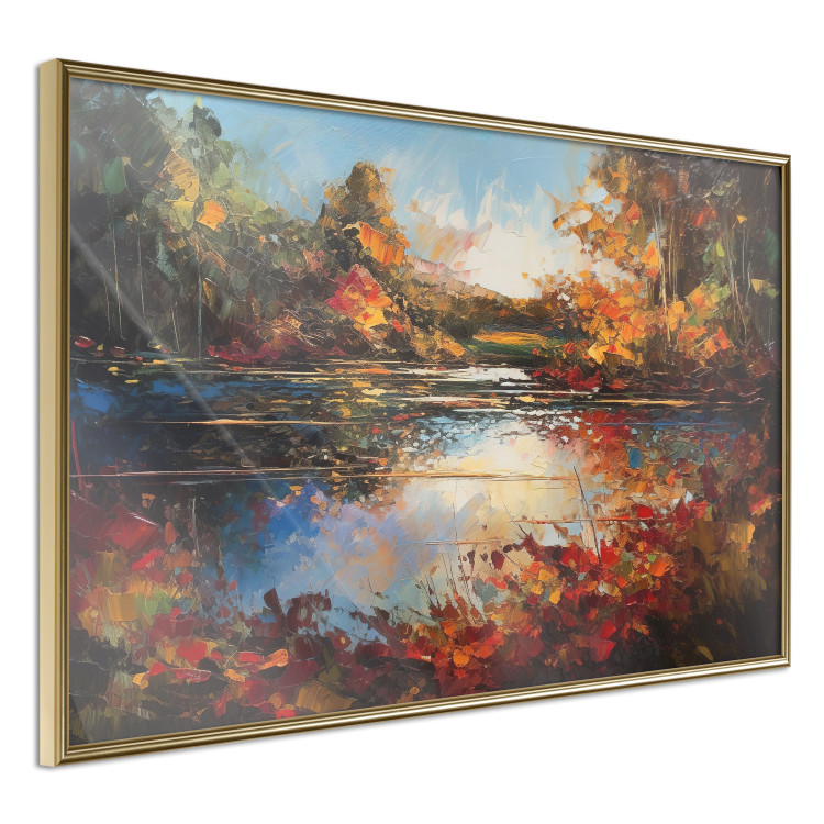 Poster Autumn Lake - Orange-Brown Landscape Inspired by Monet 151145 additionalImage 3