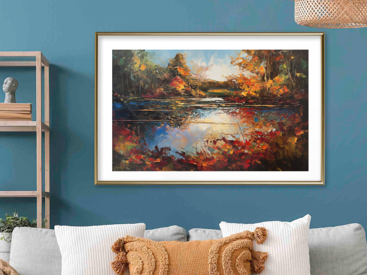 Poster Autumn Lake - Orange-Brown Landscape Inspired by Monet 151145 additionalImage 25
