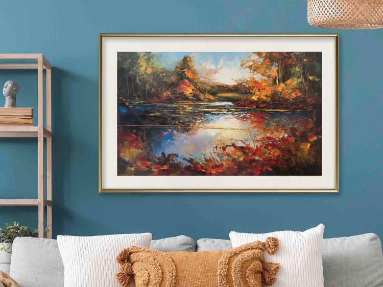 Poster Autumn Lake - Orange-Brown Landscape Inspired by Monet 151145 additionalImage 22