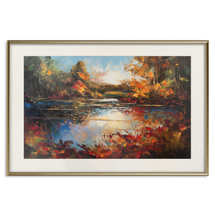 Poster Autumn Lake - Orange-Brown Landscape Inspired by Monet 151145 additionalImage 24