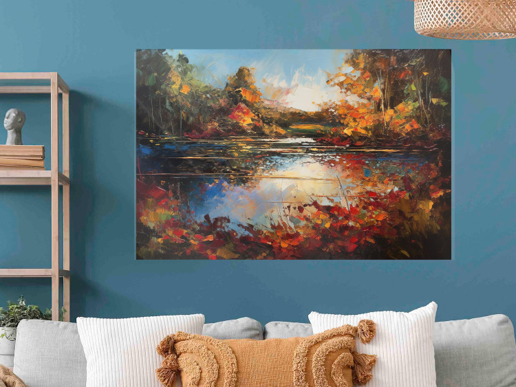 Poster Autumn Lake - Orange-Brown Landscape Inspired by Monet 151145 additionalImage 13