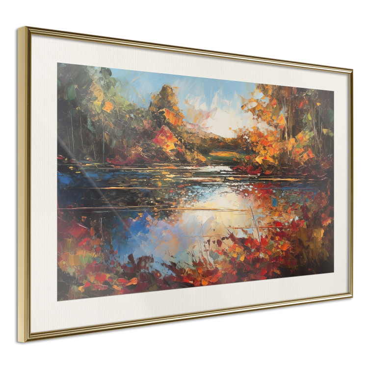 Poster Autumn Lake - Orange-Brown Landscape Inspired by Monet 151145 additionalImage 9