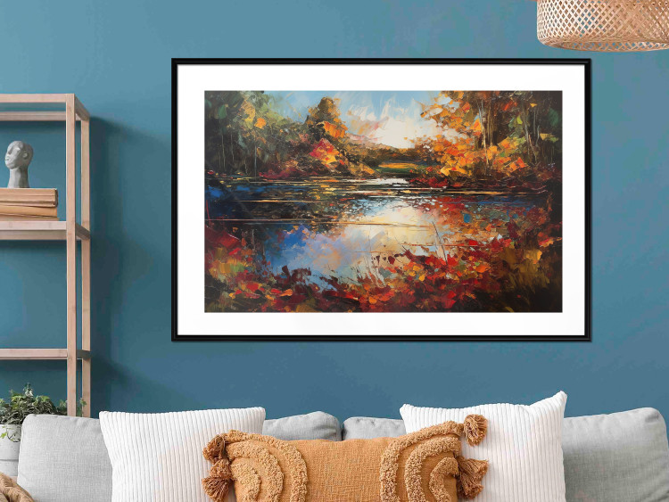 Poster Autumn Lake - Orange-Brown Landscape Inspired by Monet 151145 additionalImage 11