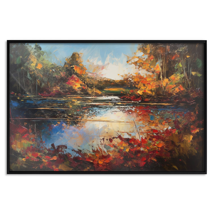 Poster Autumn Lake - Orange-Brown Landscape Inspired by Monet 151145 additionalImage 21