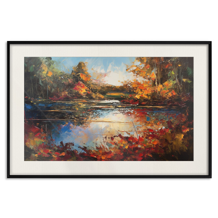 Poster Autumn Lake - Orange-Brown Landscape Inspired by Monet 151145 additionalImage 17