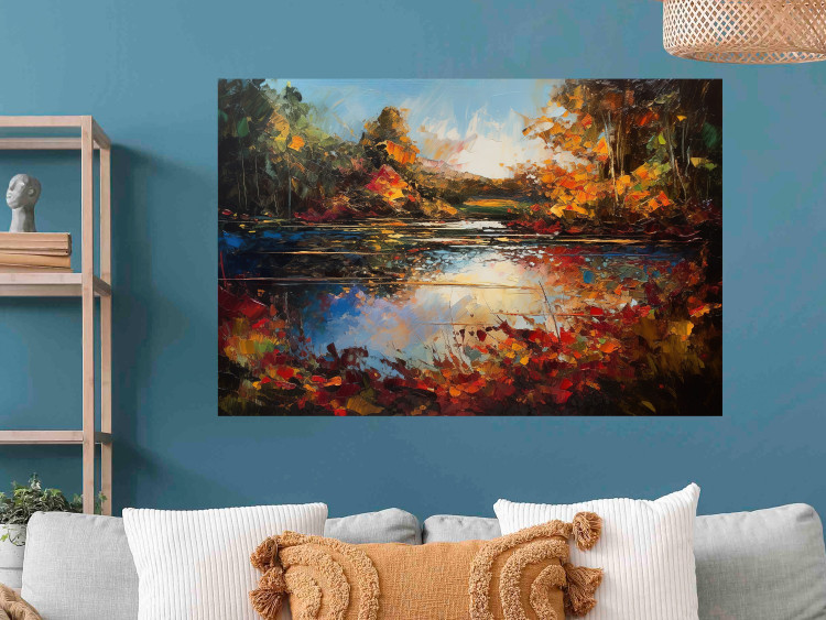 Poster Autumn Lake - Orange-Brown Landscape Inspired by Monet 151145 additionalImage 15