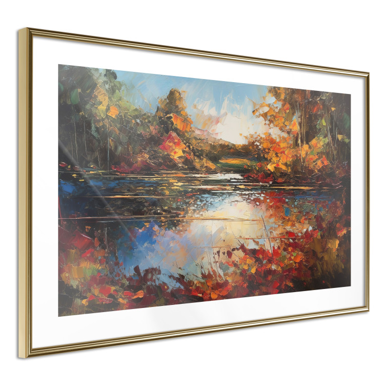 Poster Autumn Lake - Orange-Brown Landscape Inspired by Monet 151145 additionalImage 8