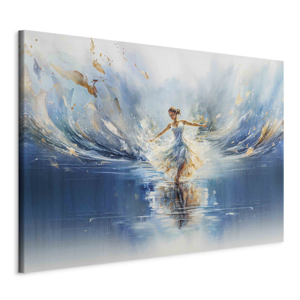 Schilderij The Beauty Of Dance - A Ballerina Dancing On The Surface Of A Blue Lake [Large Format]