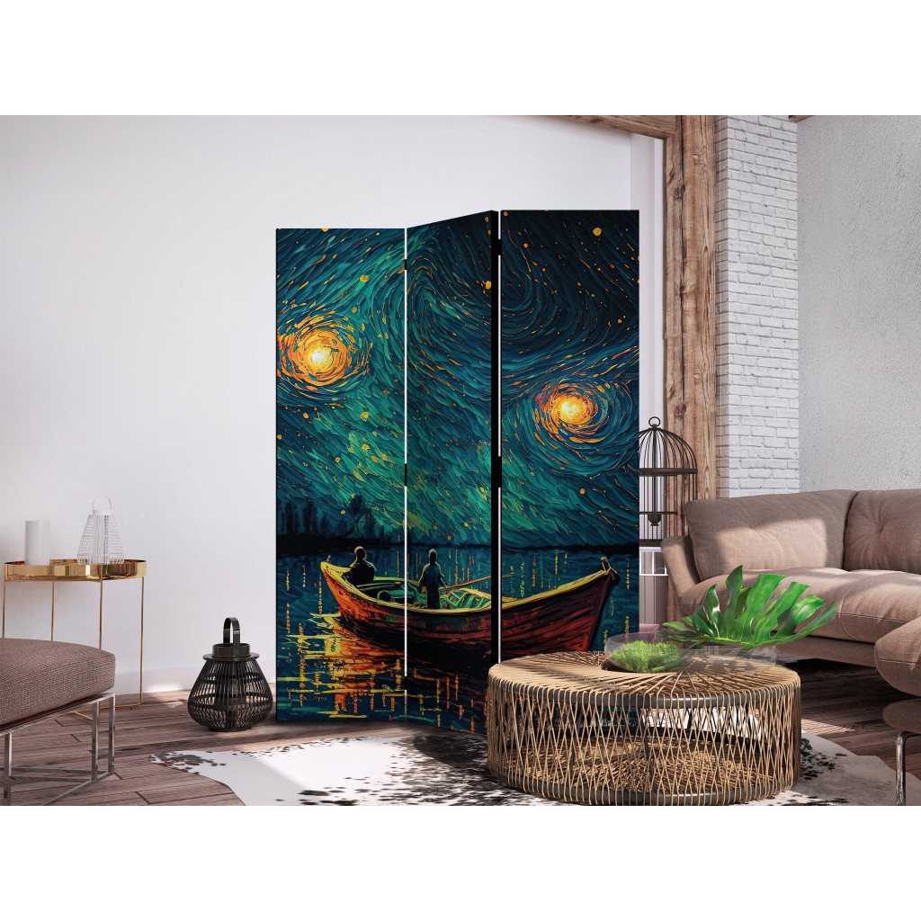 Biombo Decorativo Starry Night - Impressionistic Landscape With A View Of The Sea And Sky [Room Dividers]