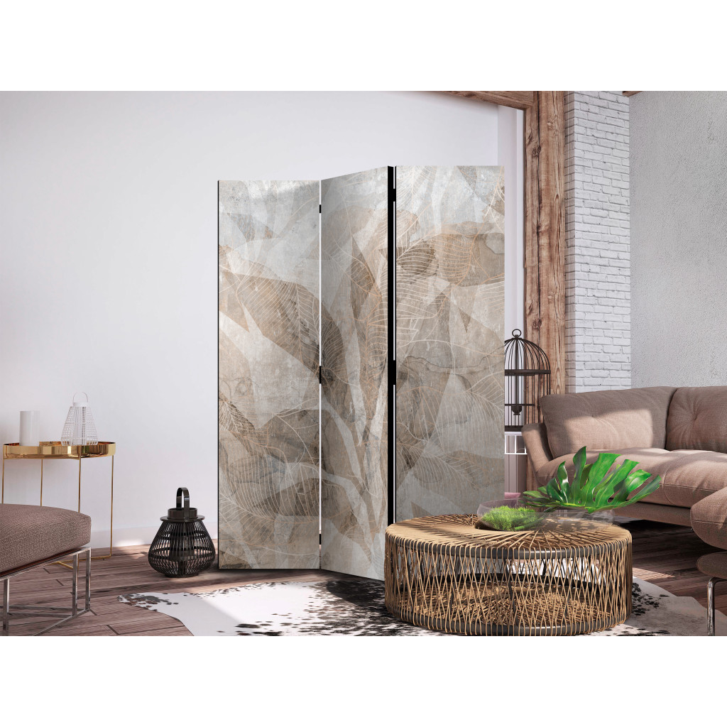 Biombo Delicate Leaves - Intertwining Shadows In Beige [Room Dividers]