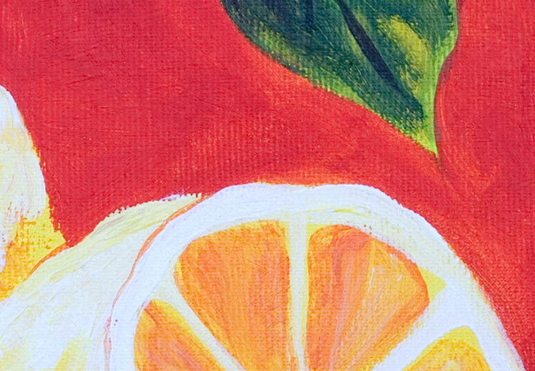 Tableau mural Vitamine C (3 pièces) - Citrons et pamplemousses peints avec feuilles 46745 additionalImage 2
