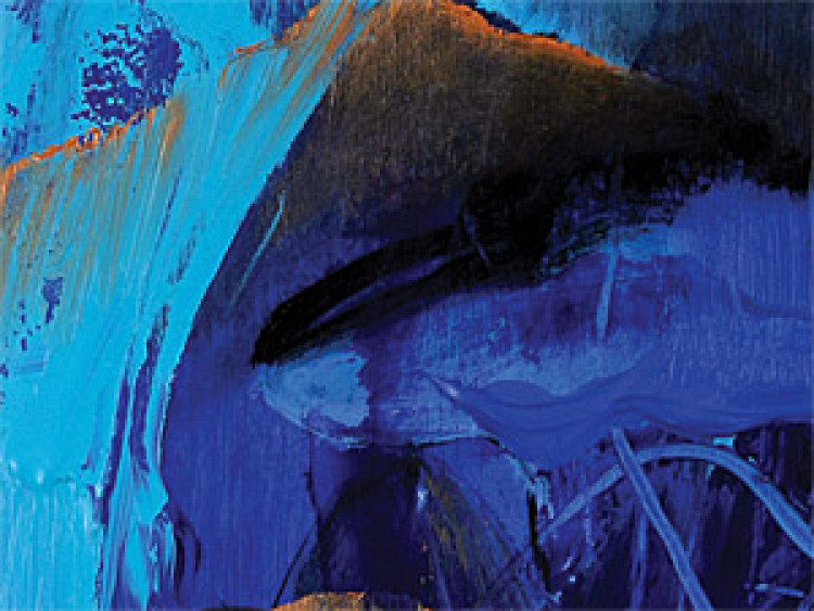 Tableau contemporain Fantaisie de l'Atlantique (3 pièces) - abstraction bleue avec de l'or 48345 additionalImage 3