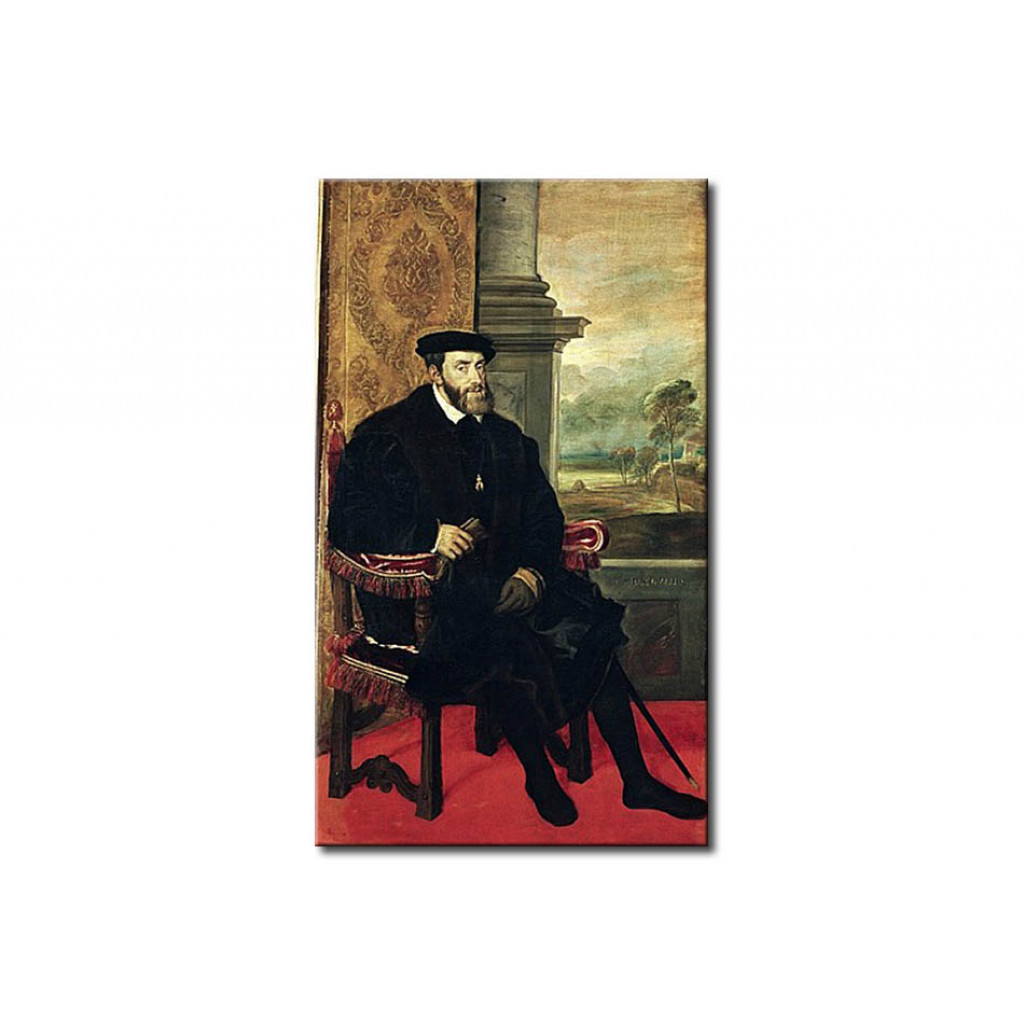 Schilderij  Titiaan: Seated Portrait Of Emperor Charles V