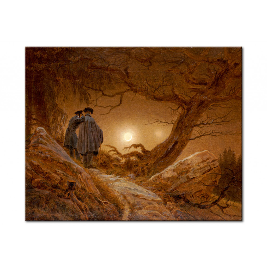 Schilderij  Caspar David Friedrich: Zwei Maenner In Betrachtung Des Mondes