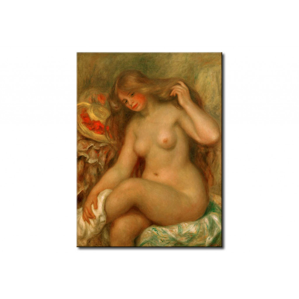 Schilderij  Pierre-Auguste Renoir: Badende Mit übergeschlagenen Beinen Und Hut