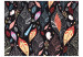 Wall Mural Autumn Leaves on a Black Background - Forest Landscape with an Animal Motif 60445 additionalThumb 1