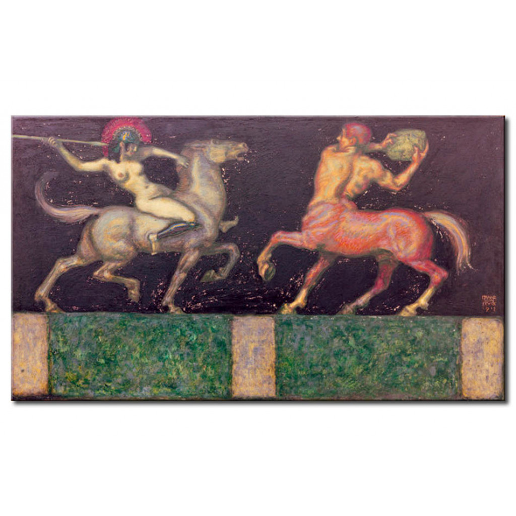 Schilderij  Franz Von Stuck: Amazone And Centaur