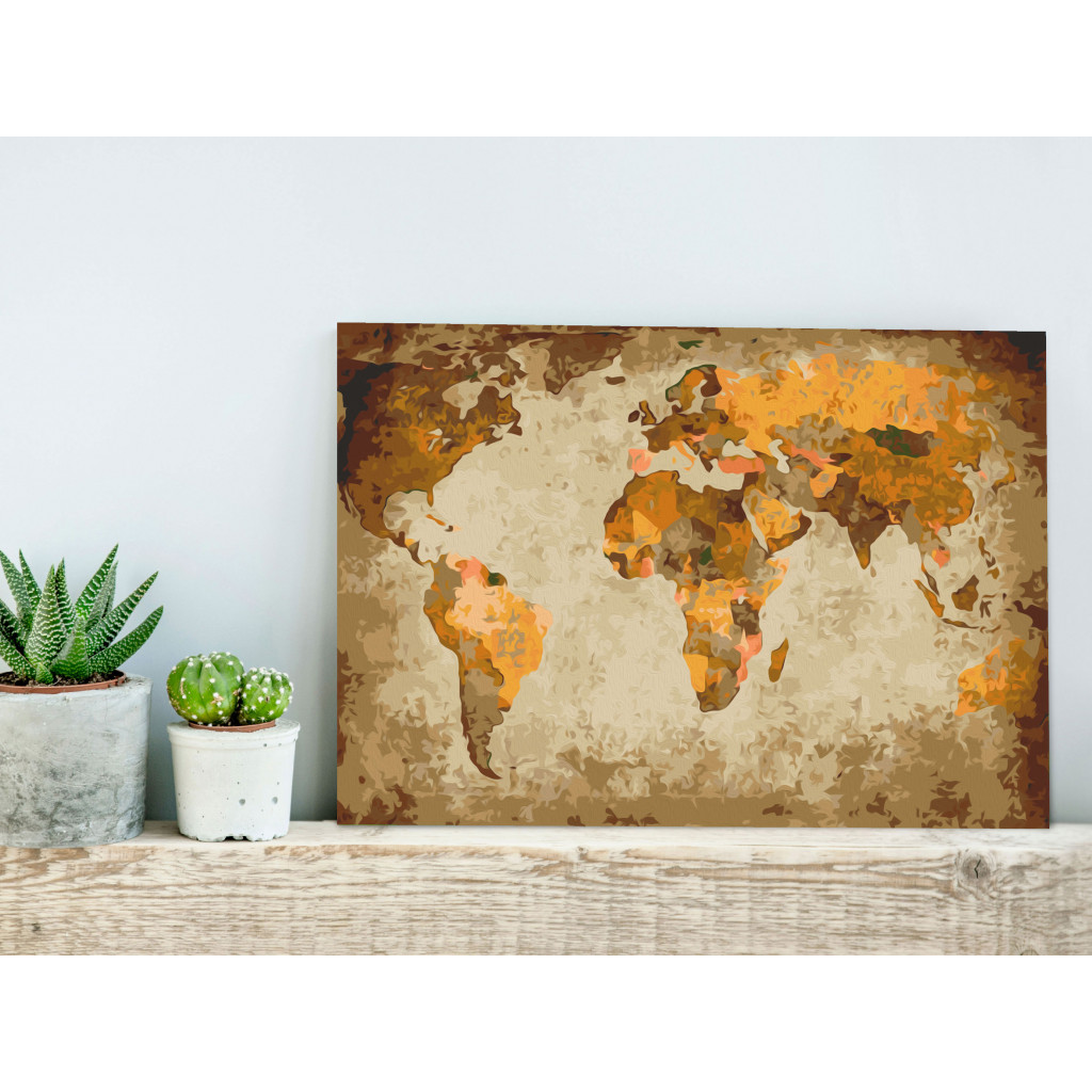 Obraz Do Malowania Po Numerach Brązowa Mapa świata