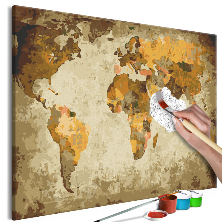 Obraz do malowania po numerach Brązowa mapa świata 116755 additionalImage 3