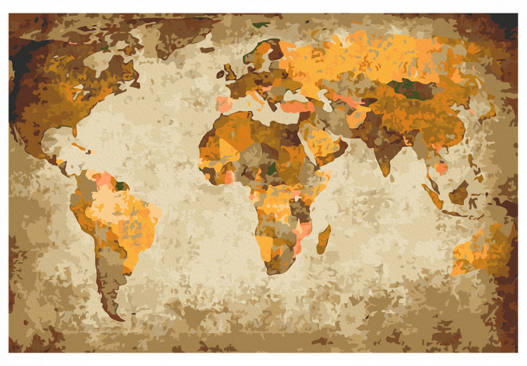 Wandbild zum Malen nach Zahlen Brown World Map 116755 additionalImage 7