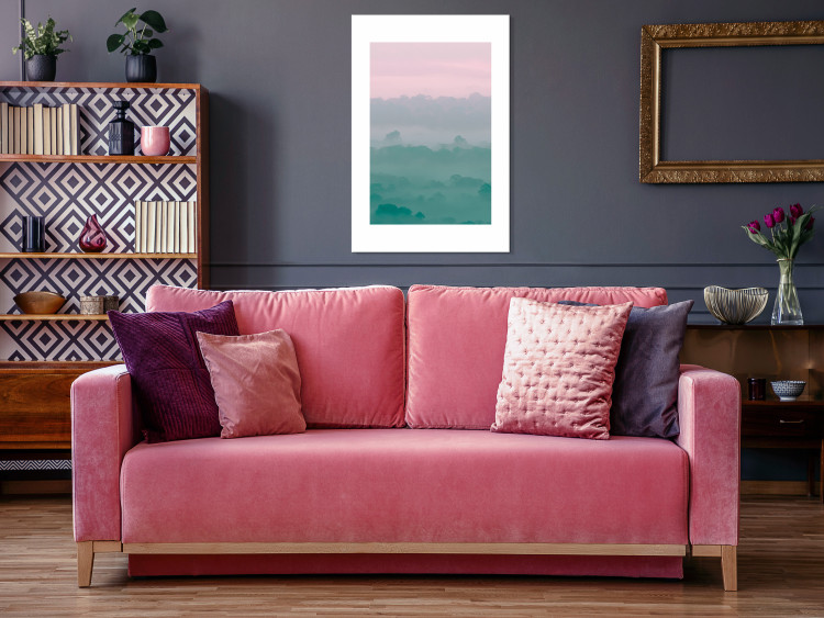 Obraz Mgła o poranku - pastelowy, romantyczny pejzaż w różach i zieleniach 119155 additionalImage 3