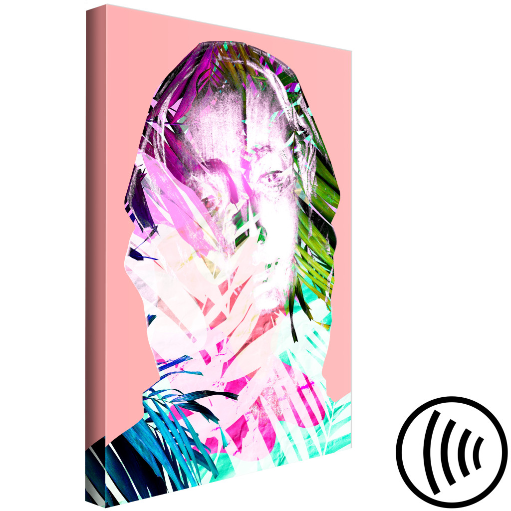 Schilderij  Gekleurde: Neon Madonna - Kleurrijk Portret Van Een Vrouw Met Botanisch Dessin
