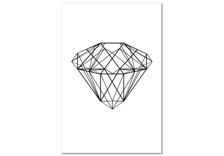 Obraz na płótnie Czarne kontury diamentu - figury geometryczne na abstrakcji