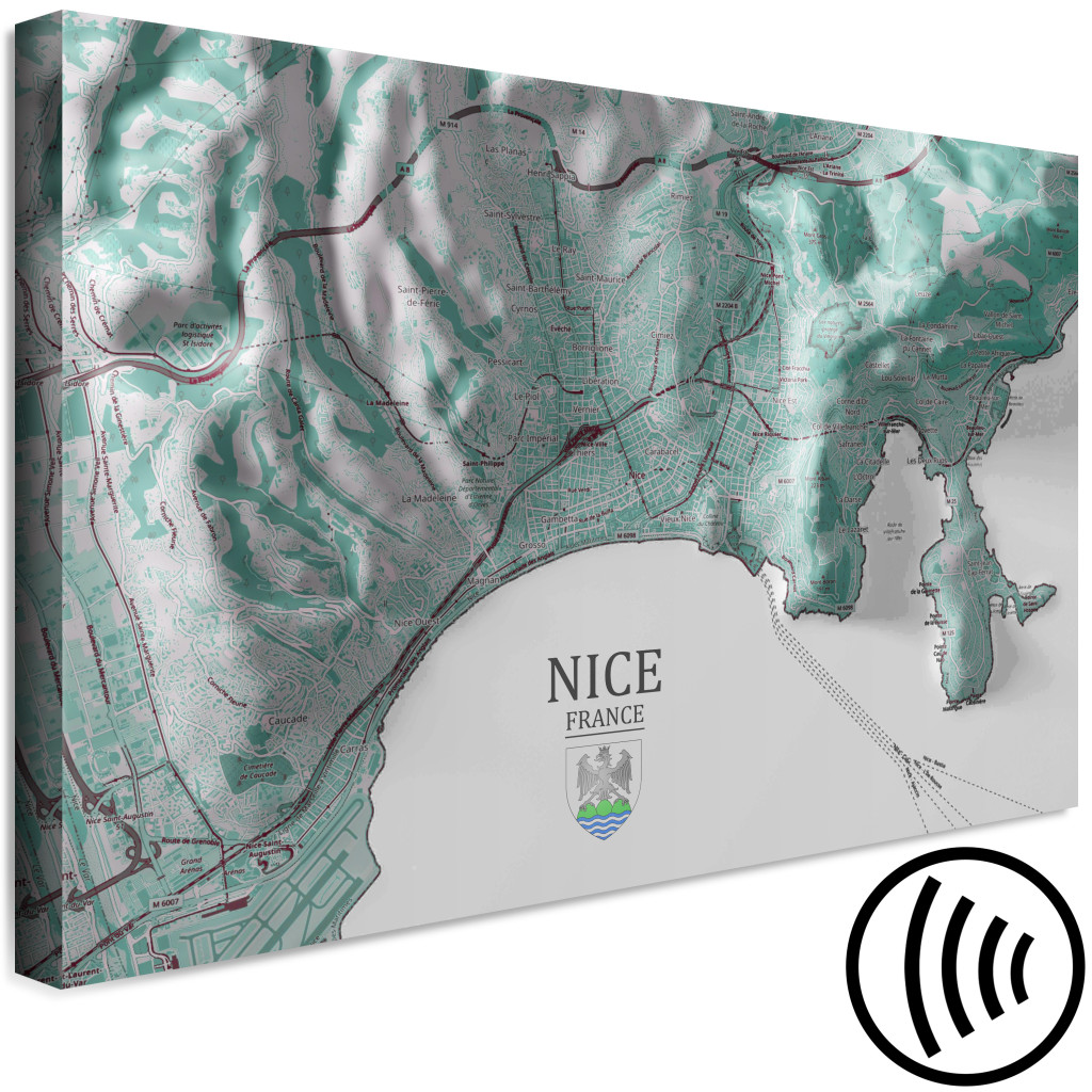 Quadro Mapa De Nice - Mapa Da Cidade Francesa Com Inscrição E Brasão De Armas