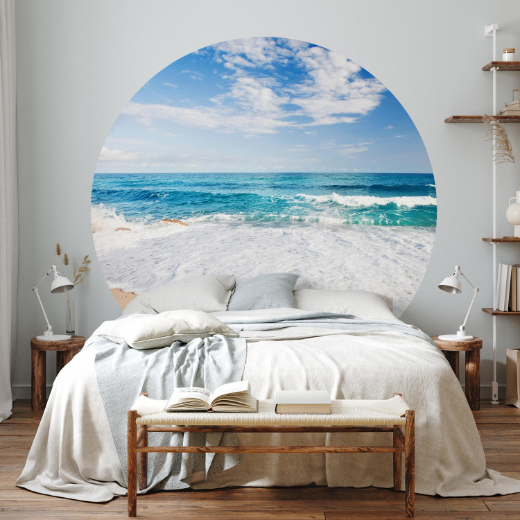 Round wallpaper Tide of Sea Waves - Turquoise Depth of the Sea on a Sunny Day 149155