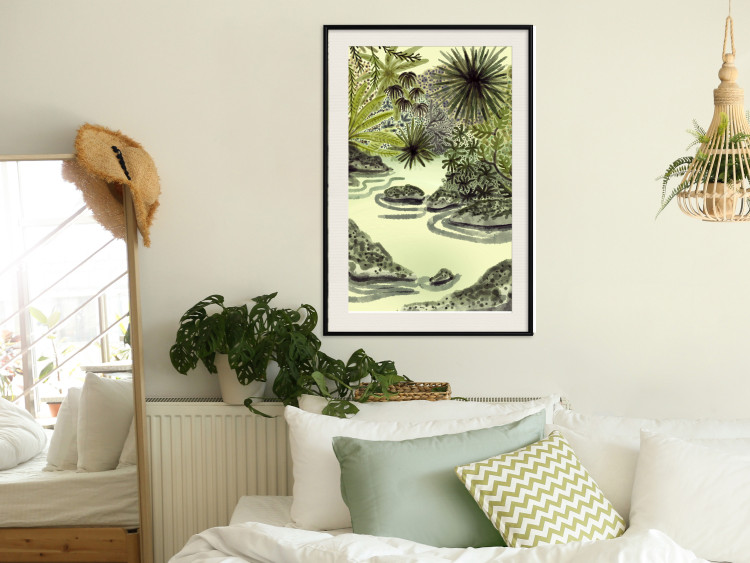 Poster Tropical Lake - Watercolor Landscape in Shades of Green 150055 additionalImage 24