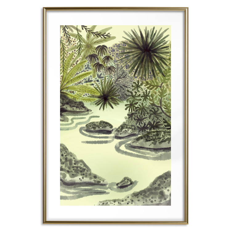 Poster Tropical Lake - Watercolor Landscape in Shades of Green 150055 additionalImage 21