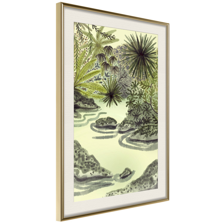 Poster Tropical Lake - Watercolor Landscape in Shades of Green 150055 additionalImage 9