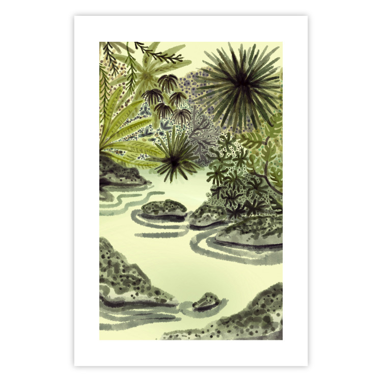 Poster Tropical Lake - Watercolor Landscape in Shades of Green 150055 additionalImage 17