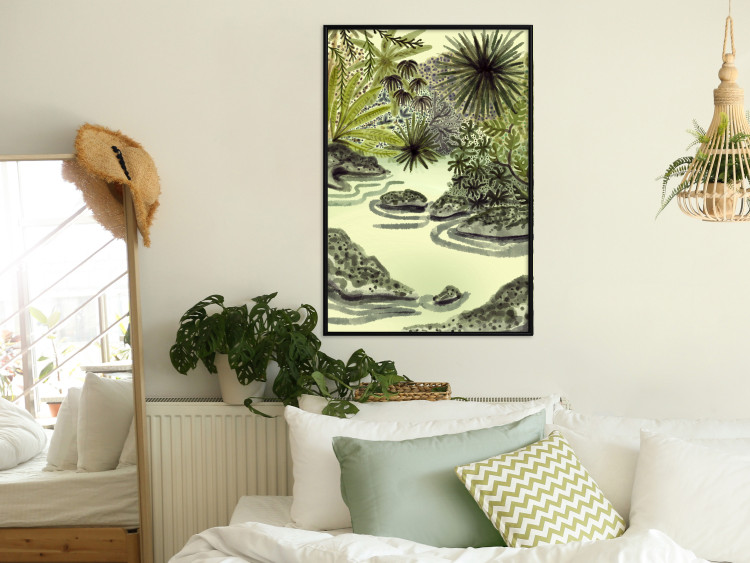 Poster Tropical Lake - Watercolor Landscape in Shades of Green 150055 additionalImage 15