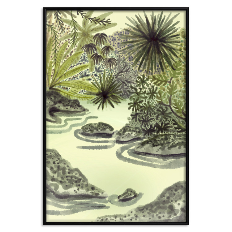 Poster Tropical Lake - Watercolor Landscape in Shades of Green 150055 additionalImage 26