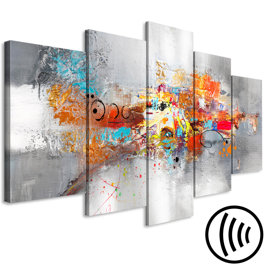 Quadro Colorful Abstraction - Expression In Vivid Colors On A Silver Background