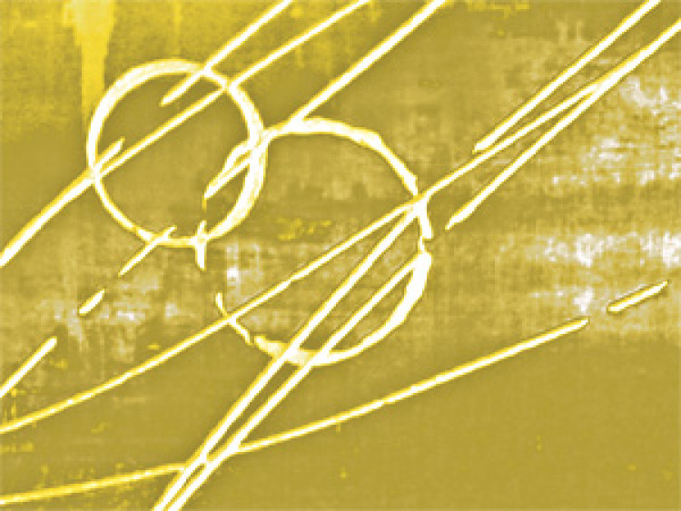 Cuadro moderno Abstracción (3 piezas) - figuras amarillas en fondo marrón 47955 additionalImage 2