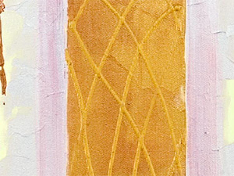 Cuadro moderno Abstracción dorada (3-piezas) - fantasía con elementos geométricos 48055 additionalImage 2