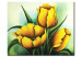Tableau déco Tulipes (1 pièce) - Bouquet de fleurs sur fond de nuances de vert 48655