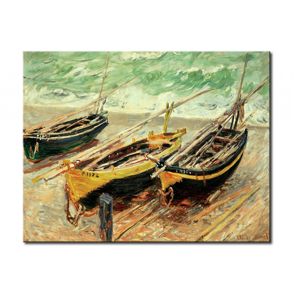 Schilderij  Claude Monet: Trois Bateaux De Peche (Three Fishing Boats)