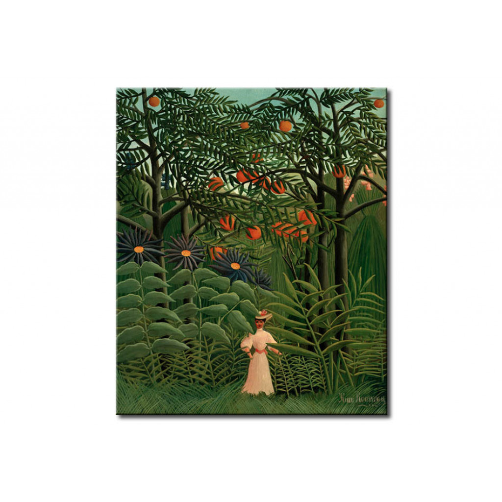 Schilderij  Henri Rousseau: Femme Se Promenant Dans Un Foret Exotique