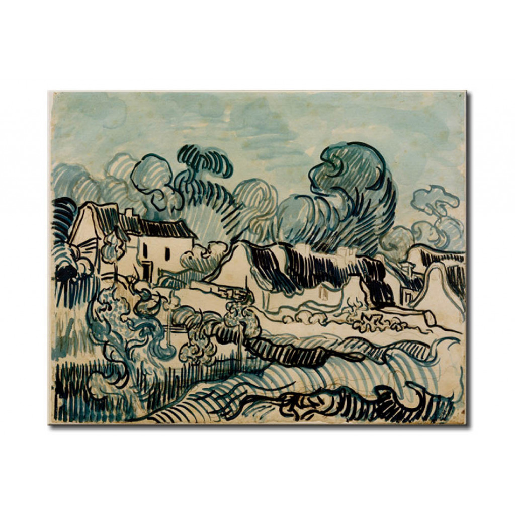 Schilderij  Vincent Van Gogh: Landscape With Cottages
