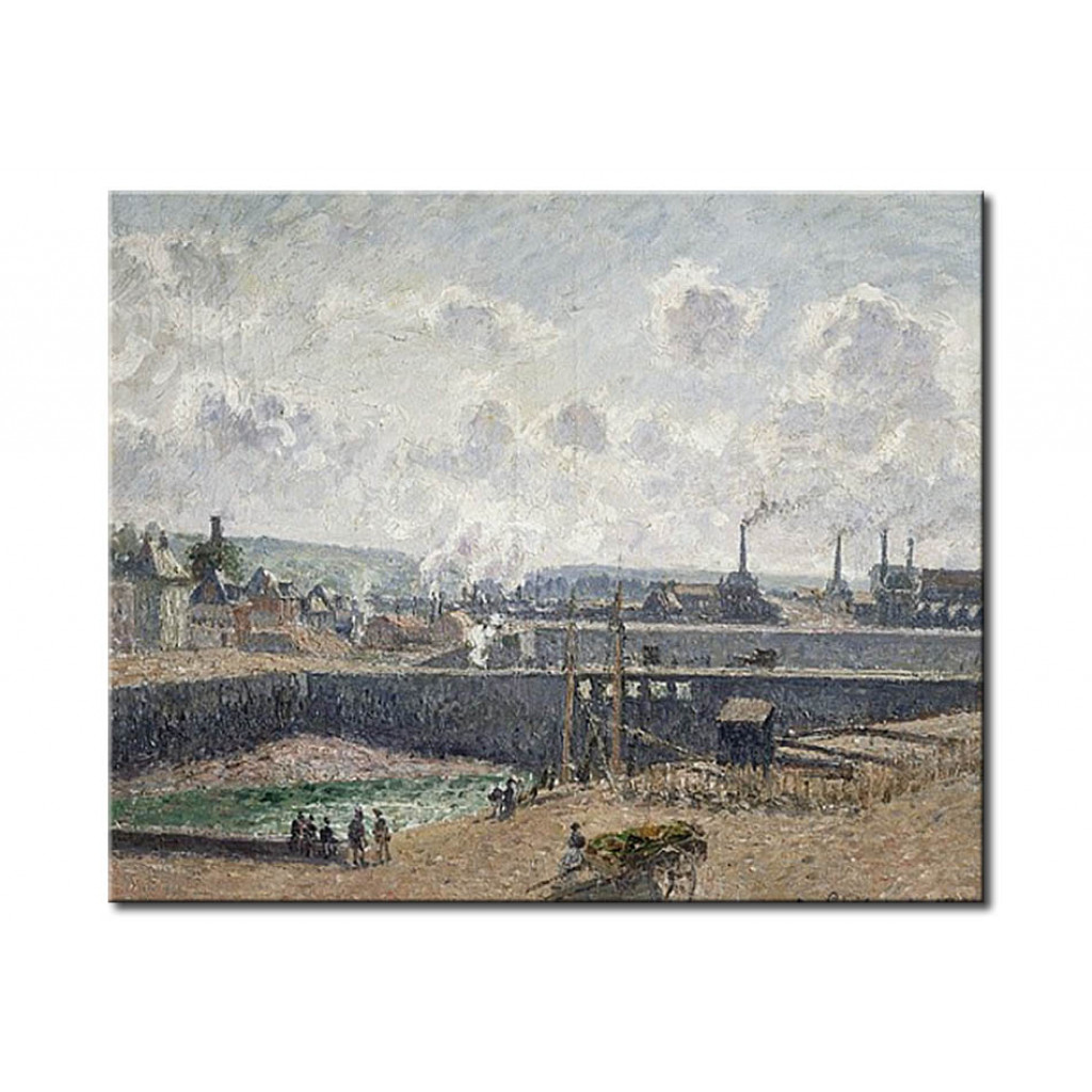 Schilderij  Camille Pissarro: Low Tide At Duquesne Docks, Dieppe