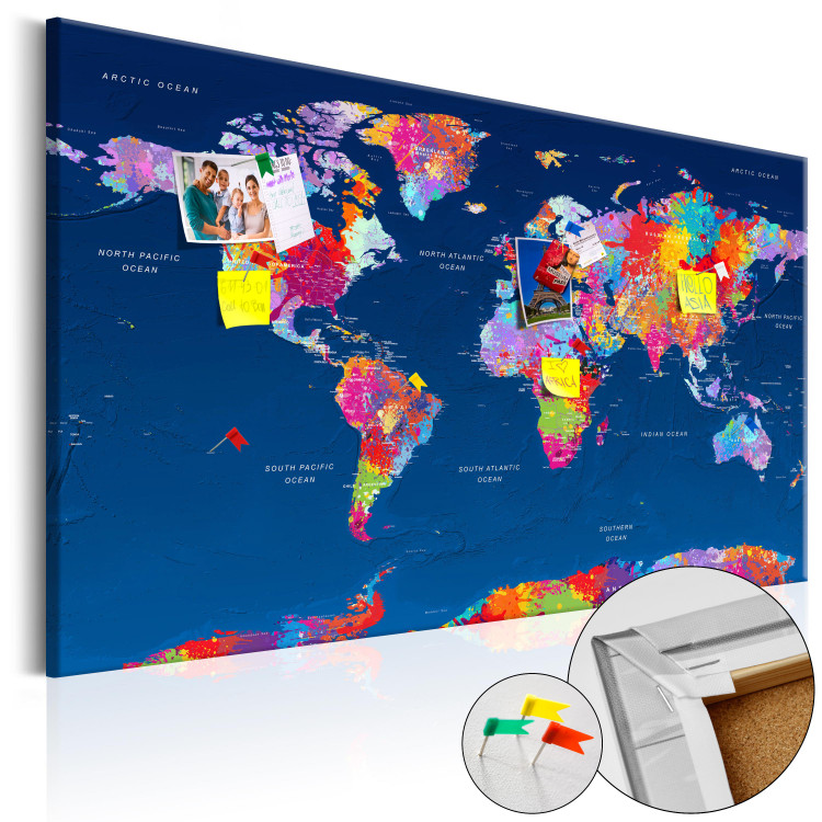 Ozdobna tablica korkowa Mapa świata: Artystyczna fantazja 95955